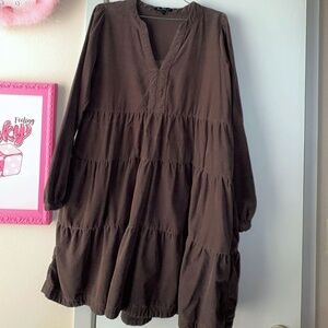 Gray dress with ruffle detail